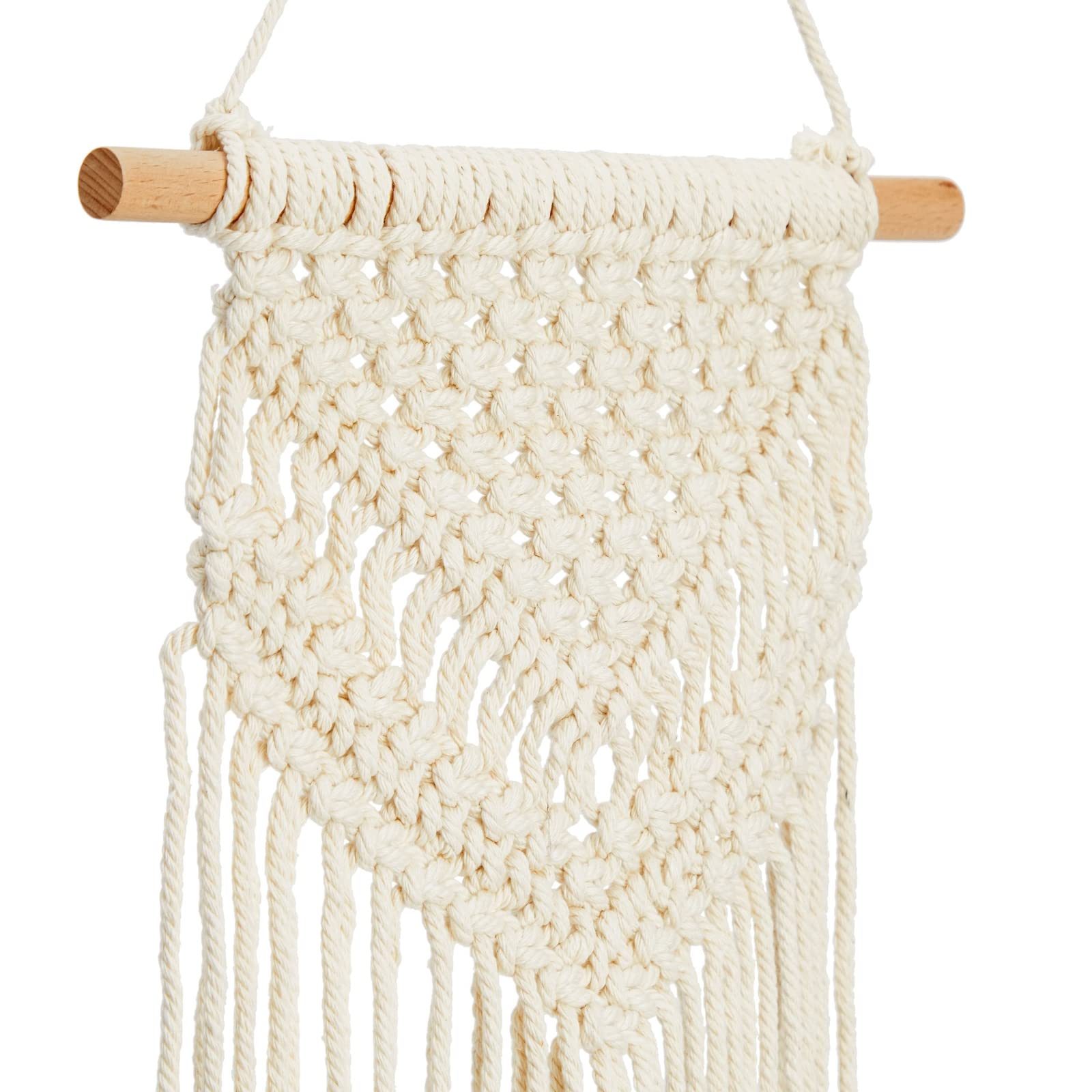 Paquete de 2 colgantes de pared de macramé de estilo bohemio (blanco, 10 x 15 pulgadas), decoración de pared de macramé 5