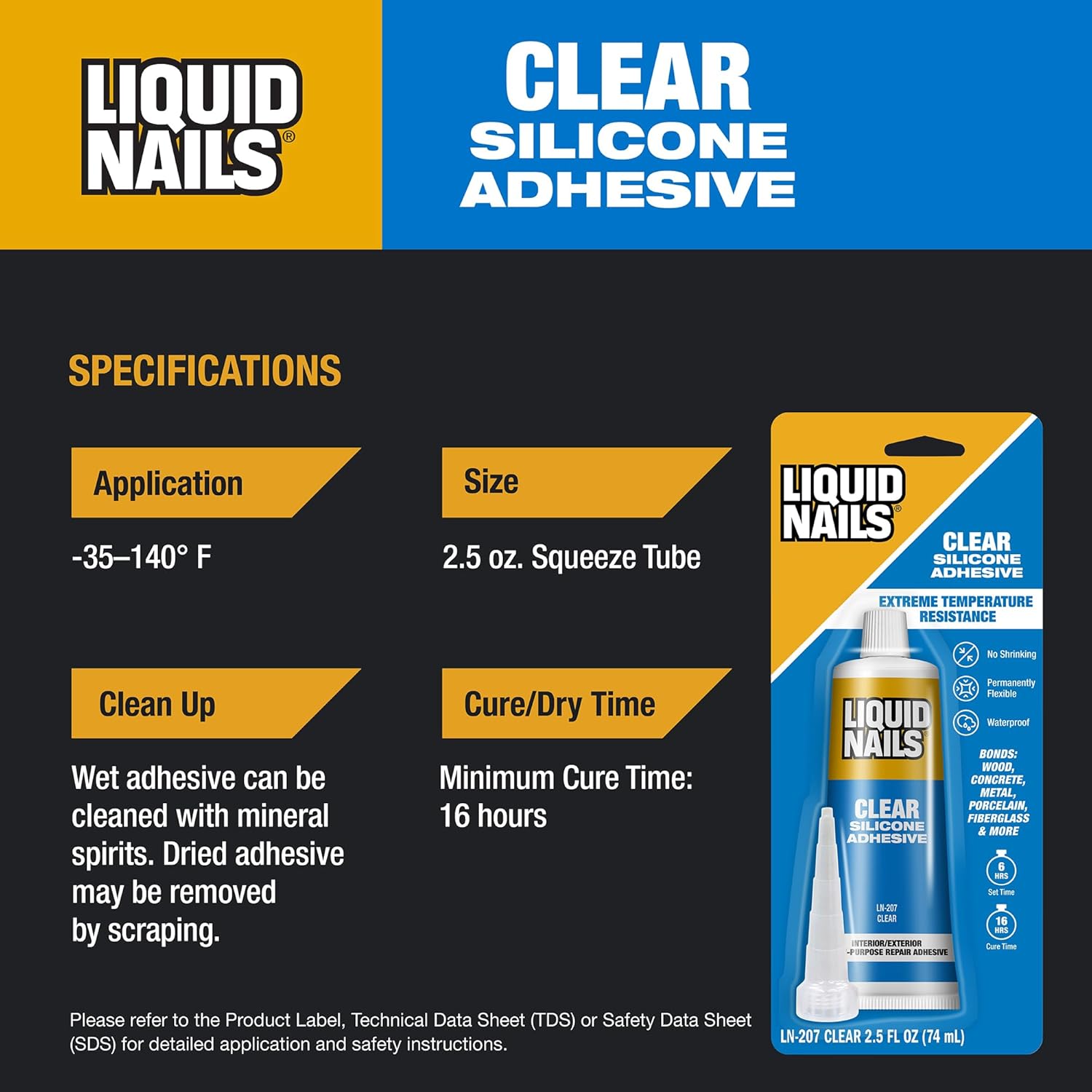 Liquid Nails Clear Small Projects Silicone Adhesive, 2.5 oz
