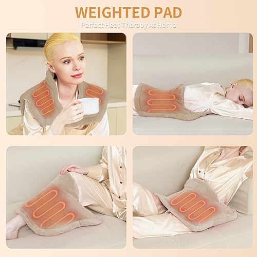 Miniatura 8 de Almohadilla térmica para alivio del dolor de cuello y hombros y espalda (camello, 19 x 22 pulgadas)