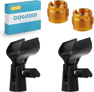 CoguZed 2 Pack Universal Adjustable Microphone Clip Holde Secure Grip Angle Adjustable Mic Mount for Standard Handheld Mics and Stands,4.42 Inch Length