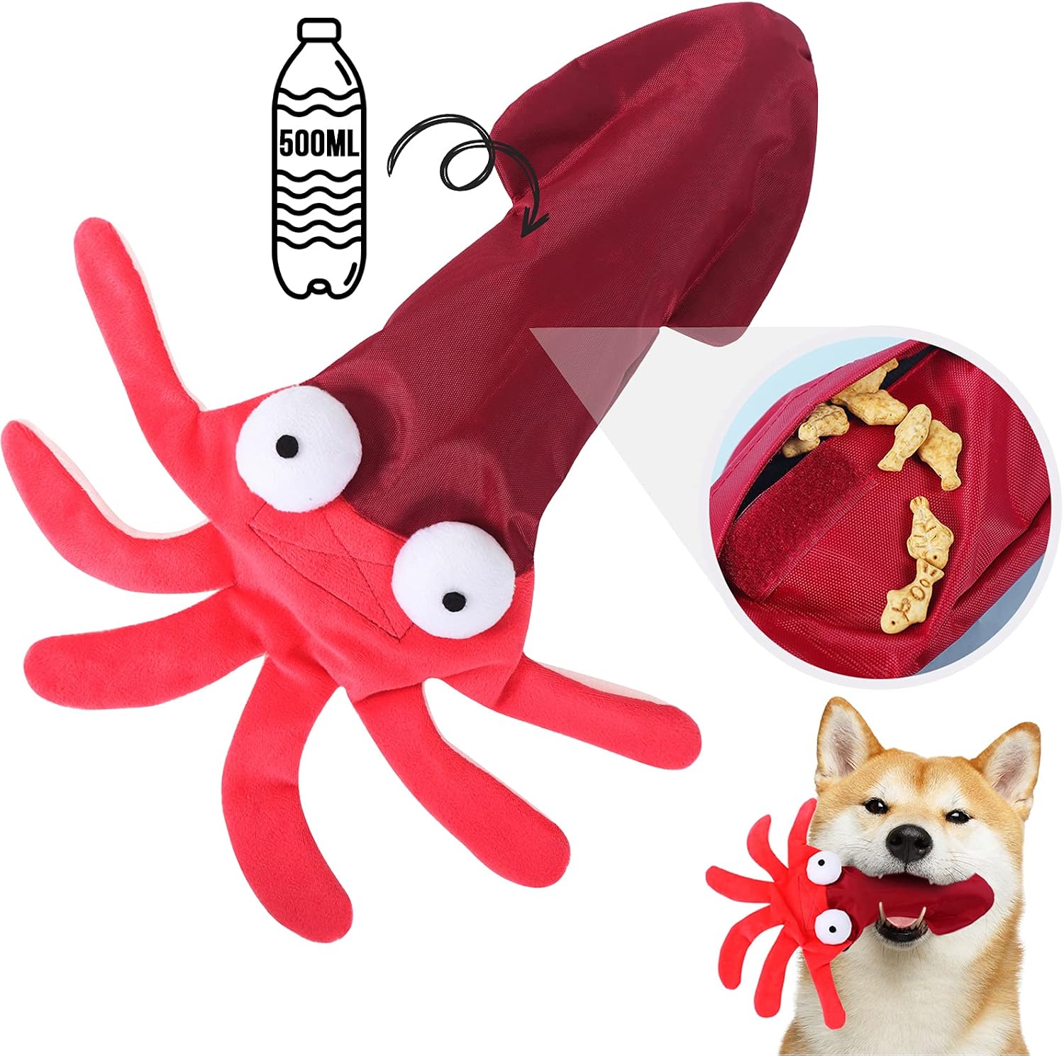 Interactive Dog Toys, Dog Food Puzzle Toys Octopus Plush Dog Toys for Small Medium Large Dogs, Puppies, Chew Toys Fun Skin