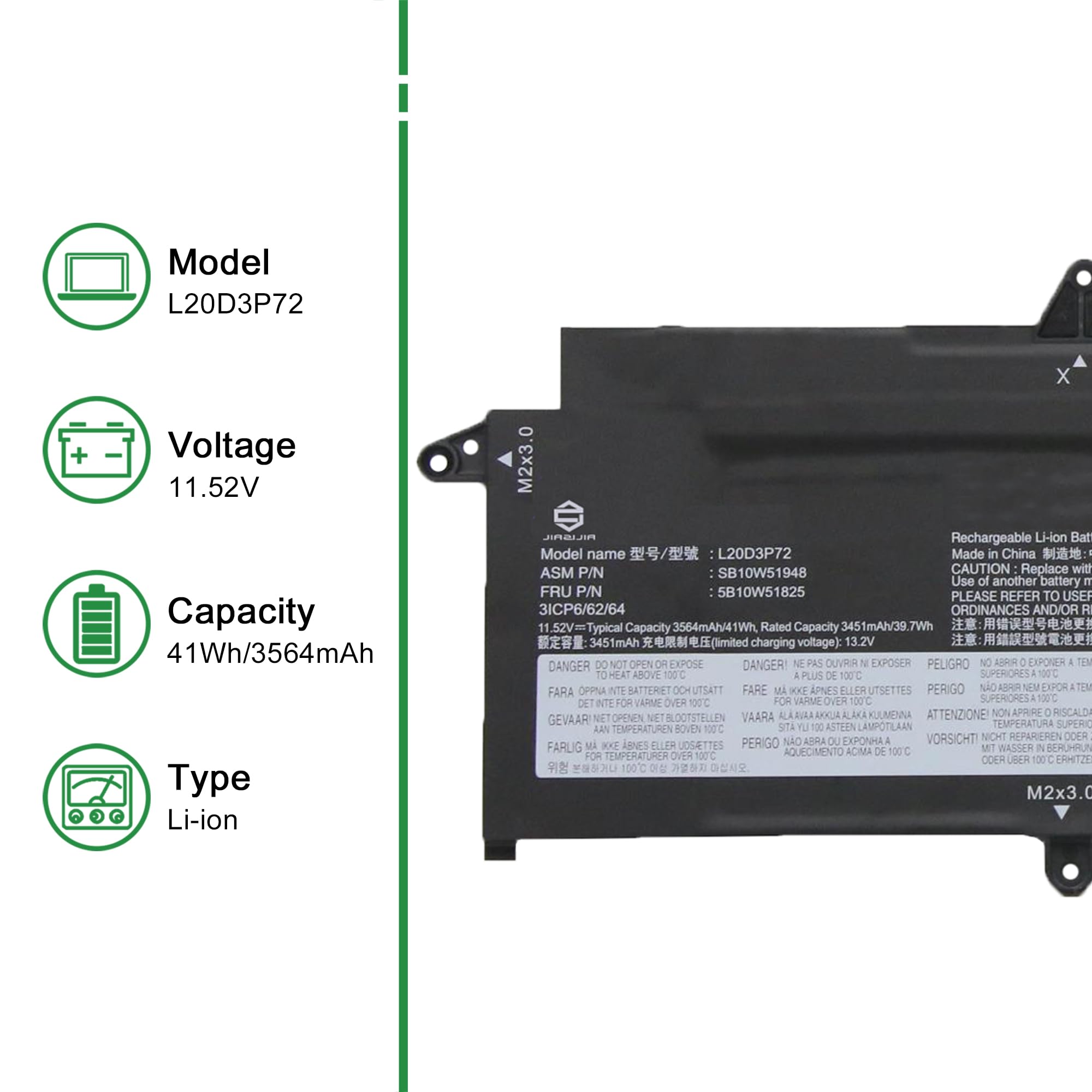 Amazon.com: JIAZIJIA L20D3P72 Laptop Battery Replacement for