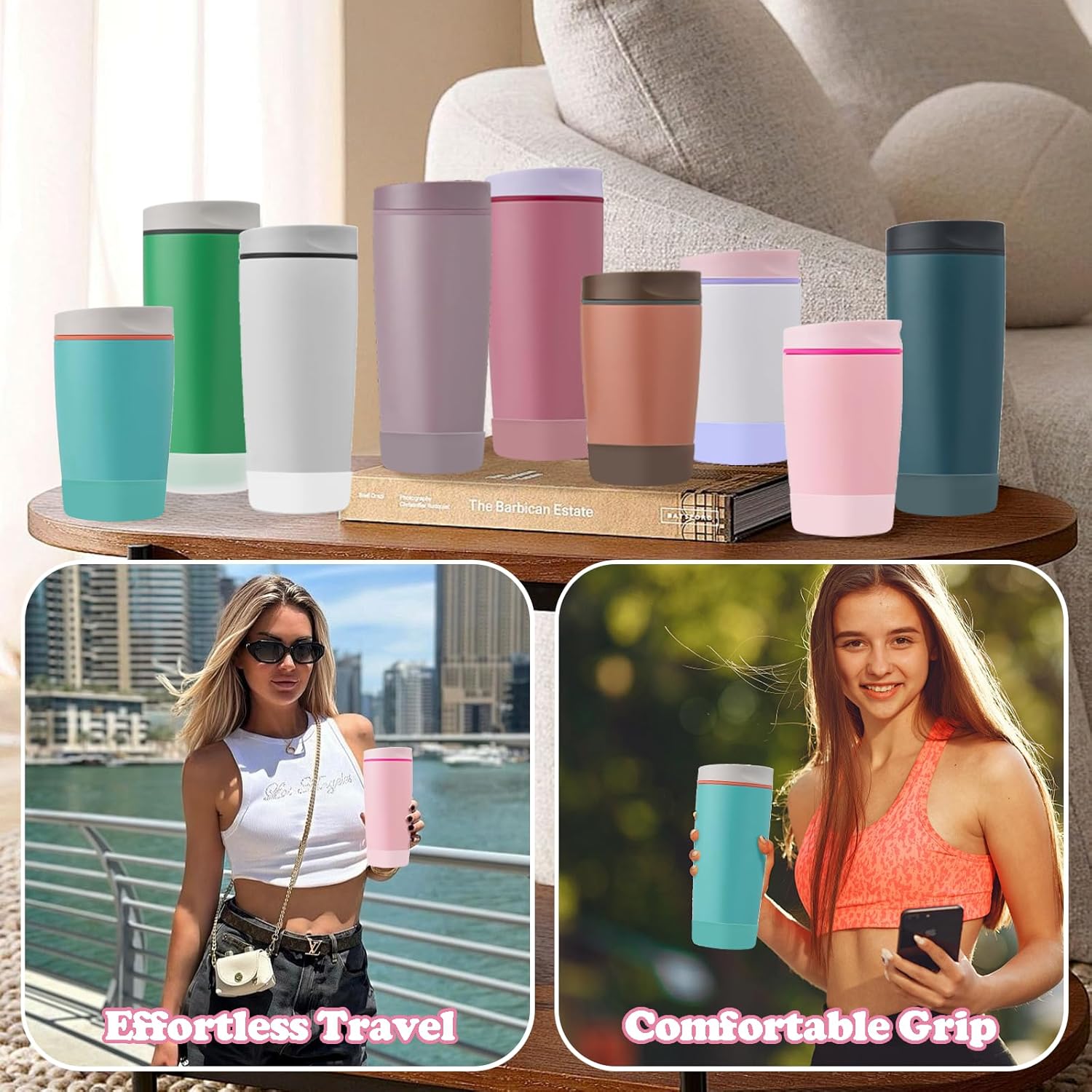 2pcs Silicone Boot for Owala SmoothSip Slider Coffee Tumbler 20oz 12oz, Anti-Slip Sleeve for Travel Coffee Mug, Protective Accessories for Owala BPA Free - Image 7