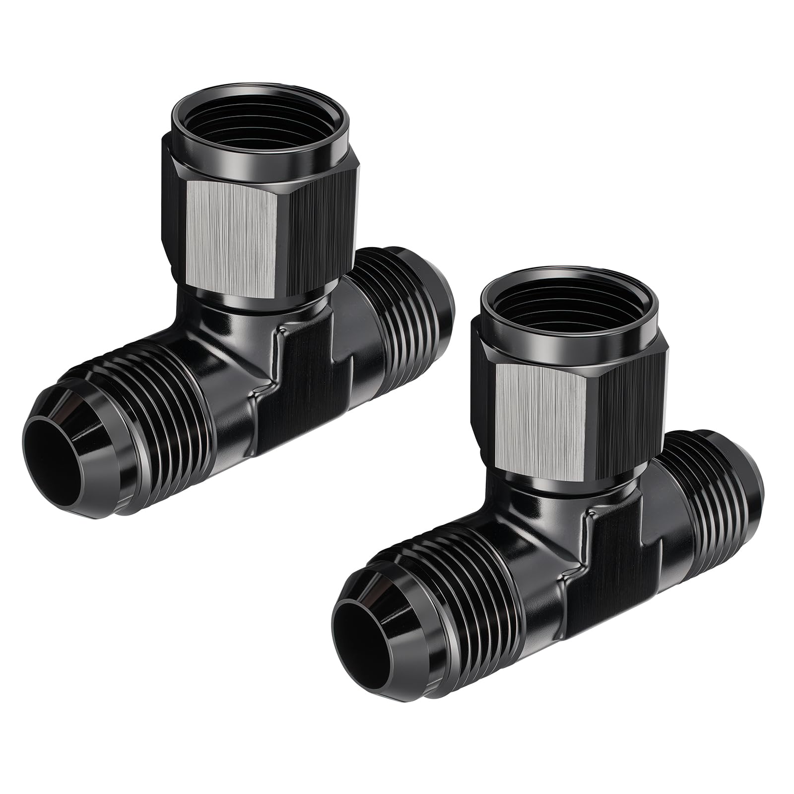 Adaptador 10AN macho EVIL ENERGY con giro hembra AN10 lateral negro 2 piezas para motor