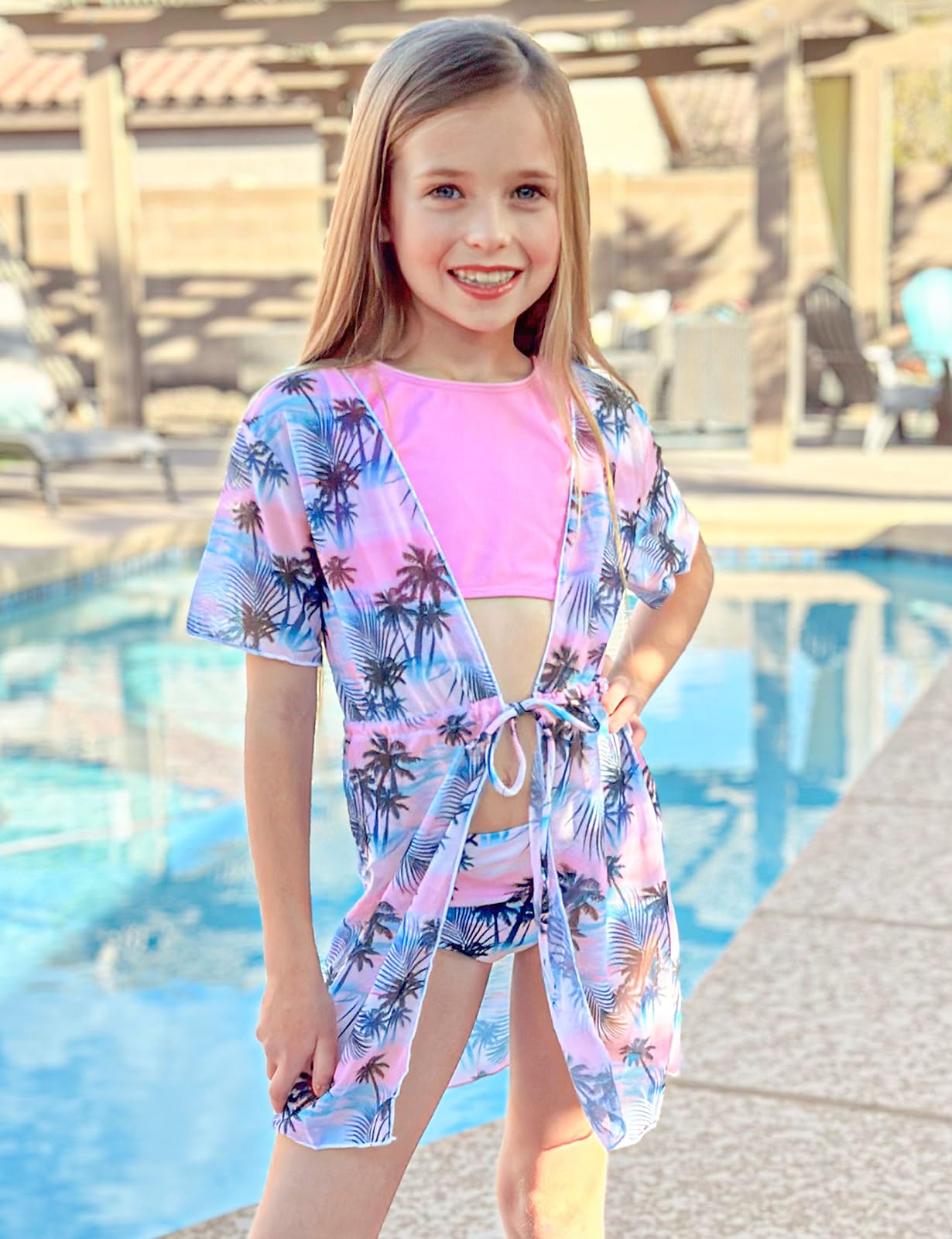 Snapklik.com : Kids Girls Swimsuit Size 8 9 Hawaiian Palm Tree Bathing ...