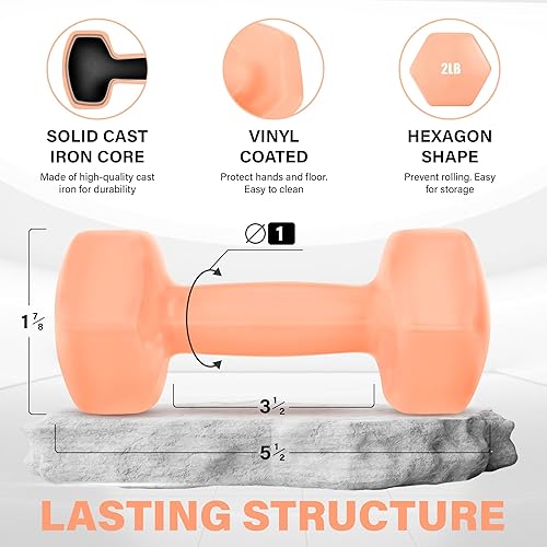 Miniatura 2 de Yes4All Mancuernas hexagonales de vinilo, juego de 2 mancuernas para gimnasio en casa y entrenamiento de fuerza (opciones de peso de 2 a 15 libras)