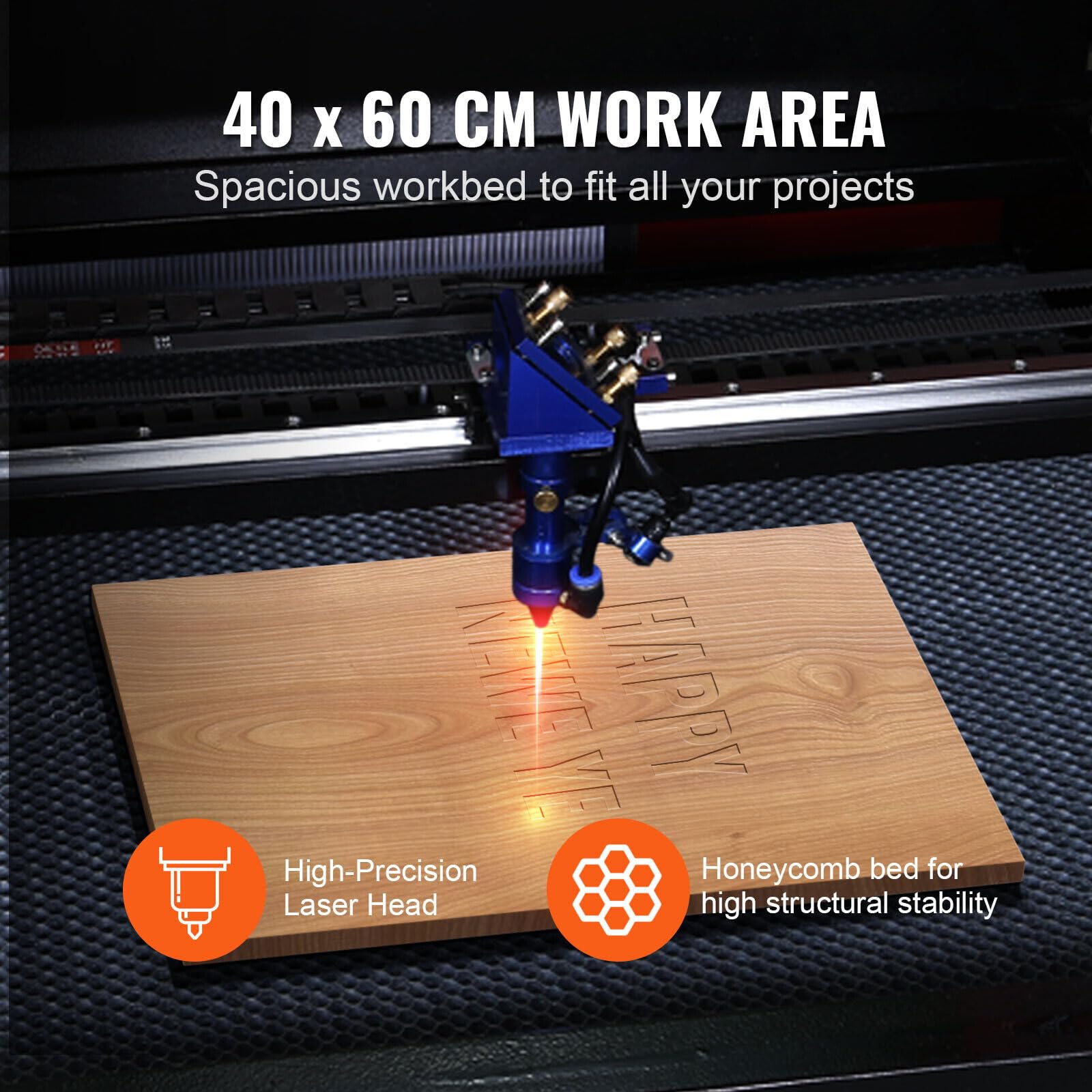 60W CO2 kompaktowa maszyna do grawerowania laserowego 600 x 400 mm prędkość grawerowania 1-600 mm/s, prędkość cięcia 1-400 mm/s maszyna do grawerowania rur grawerowanych