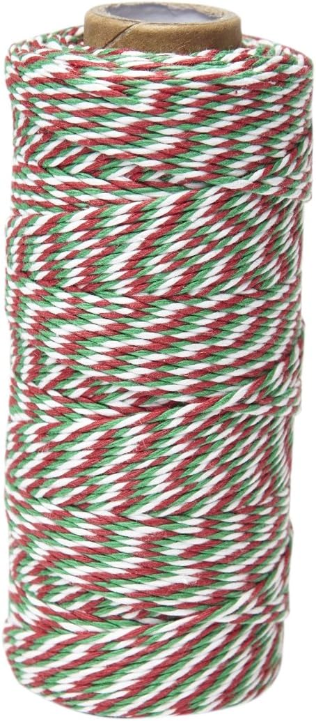 Amazon.com: May Arts White/Green/Red 2 Millimeter Baker's Twine Ribbon ...