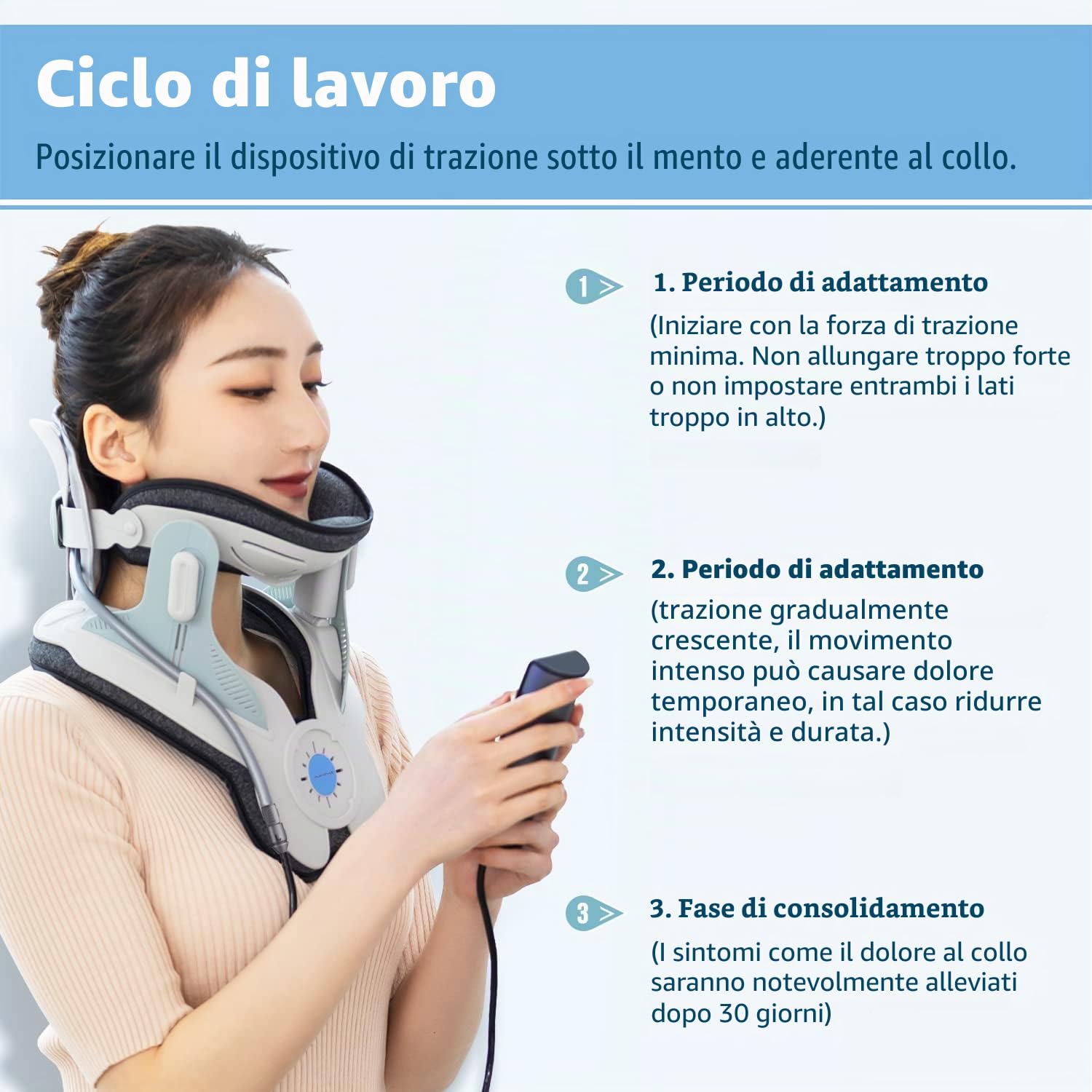 Holdsound Dispositivo Di Trazione Cervicale, Un Regolabile Elettrico Traction Cervicale Dispositivo, Facile Da Usare, Utilizzato In Piedi, Seduto o Lavorando In Ufficio