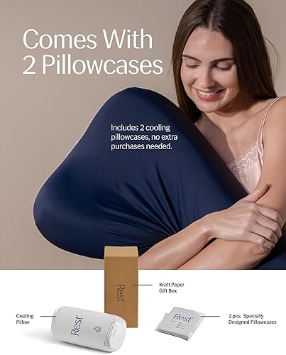 Miniatura 5 de REST Evercool Almohada de enfriamiento, tela instantánea fría al tacto y núcleo de esponja de silicona transpirable para regulación de temperatura