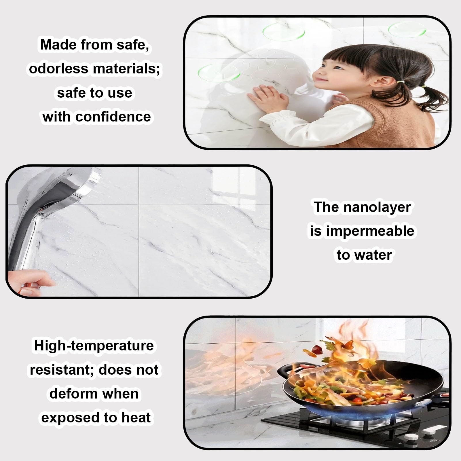 Revestimiento Adhesivo De PVC con Efecto Mármol (no Es Azulejo Real)(Gray -B,60x30cm 2 Pieces)