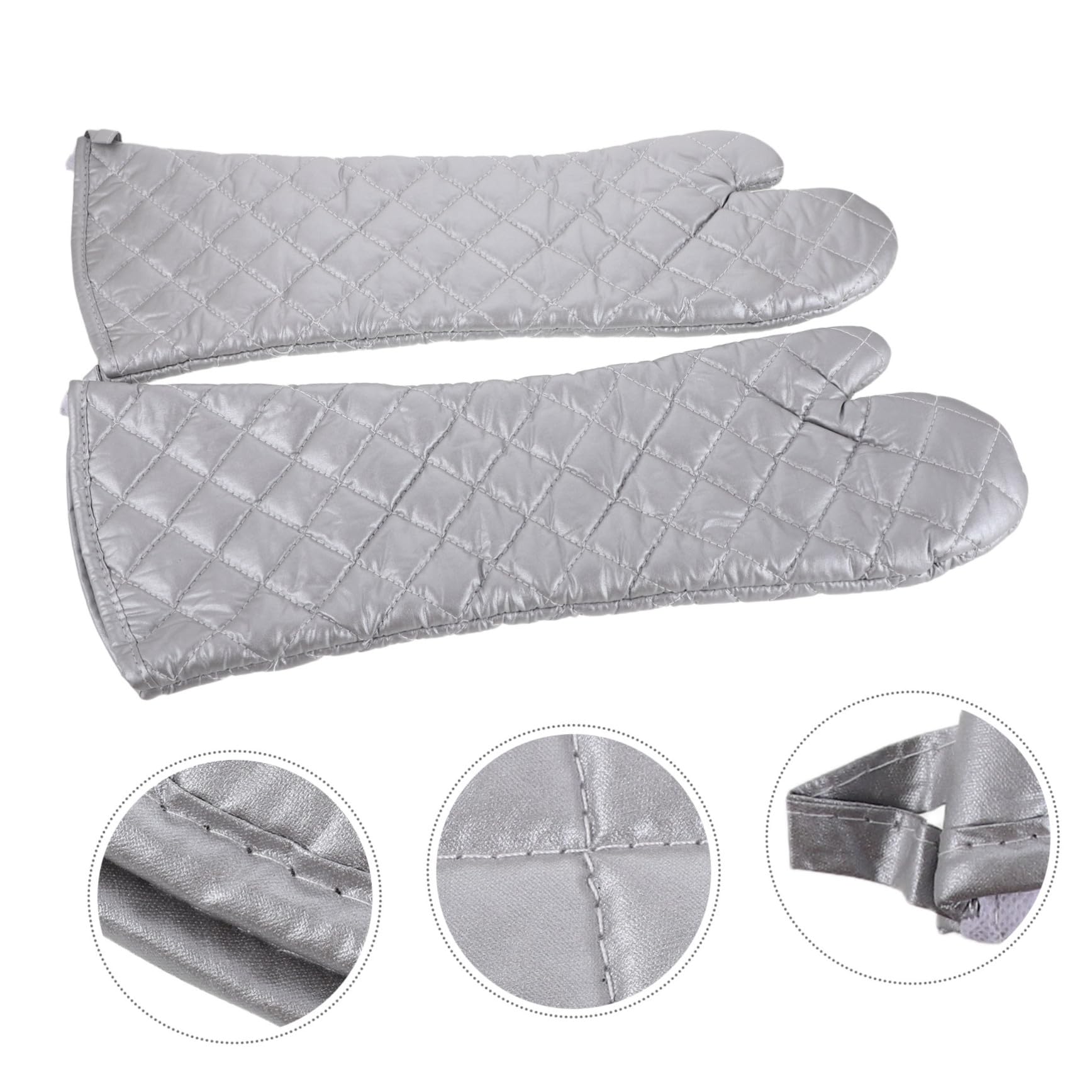 Toyvian Guantes Resistentes al Calor para Horno y Microondas Manoplas Ergonómicas y Flexibles para Cocinar Hornear y Barbacoa Protección Alta Temperatura para Manos de Plateadas Grandes