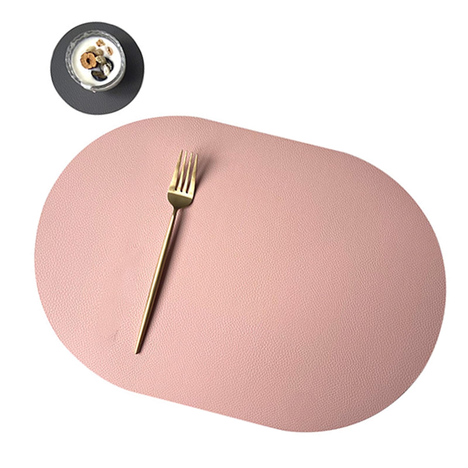 Premium PU Leather Placemats & Coasters Set, Oval Spill-Proof Tableware Mats for Commercial/Home Modern Tableware Placemats