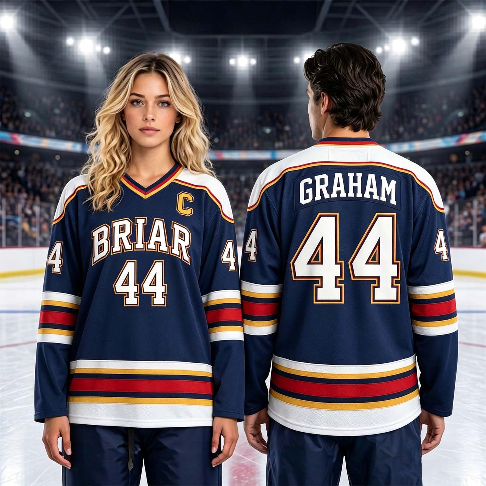 Maillot de Hockey Grahams 44 Sweatshirt Uniforme Hockey sur Glace Col V Manches Longues