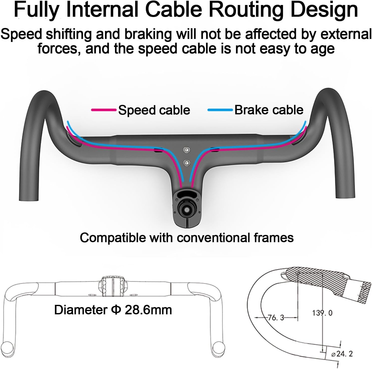 Carbon Fiber Bike Frame, Gravel Bike Frame, Hardtail Mountain Bike Frame, Disc Brake Frame Lightweight, Carbon Road Bike Frameset, Disc Brake Frame Internal Routing(Green,54cm)