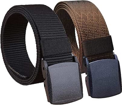 HOANAN 2 Pack Military Nylon Belt, 1.25