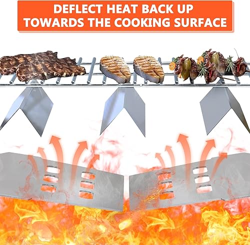 Miniatura 6 de QuliMetal 65505 Deflectores de calor para parrillas Weber Genesis serie 300 con pomos de control montados delanteros, Genesis E310 E320 E330 S310