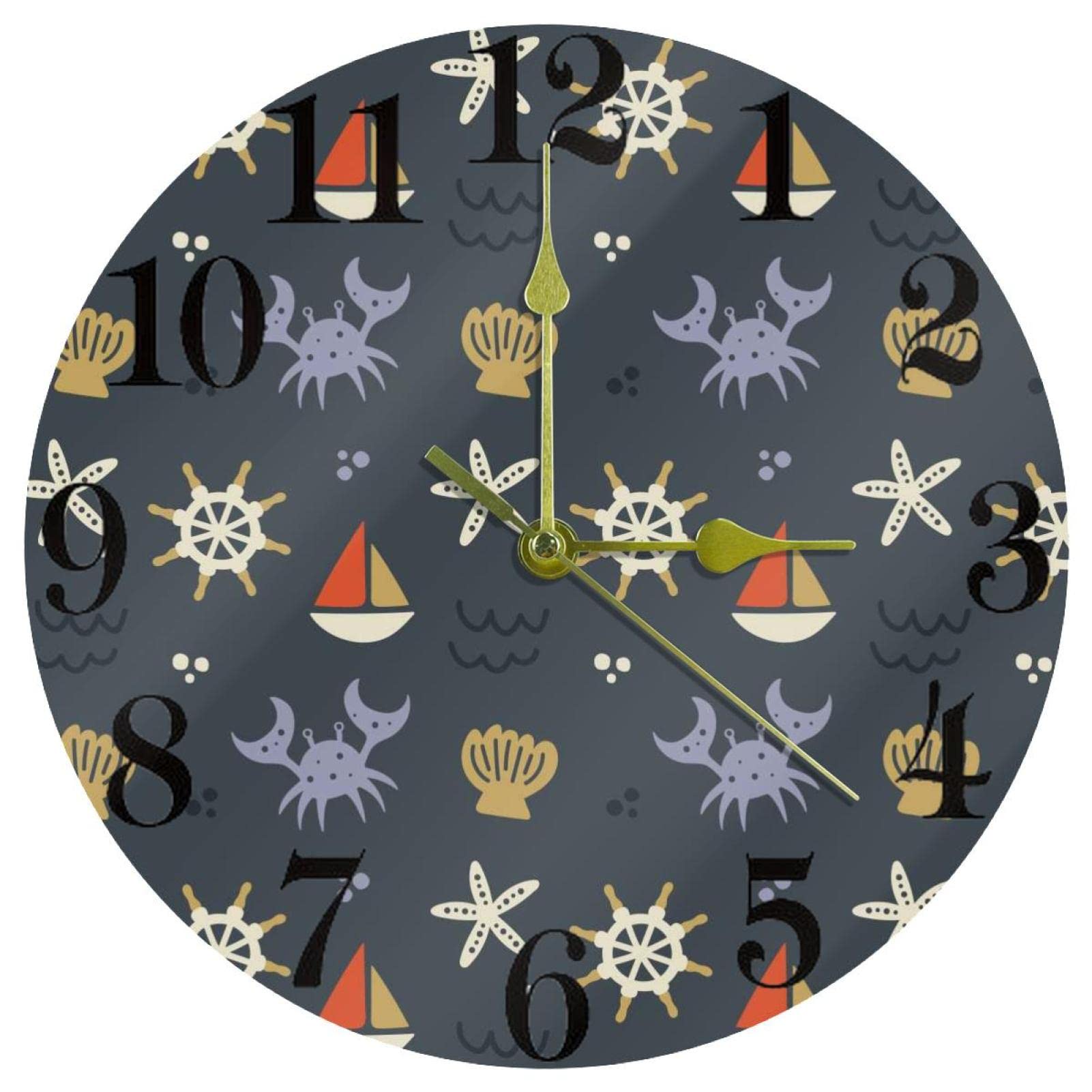 Horloge murale sans tic-tac motif crabe 25,4 cm pour l'école