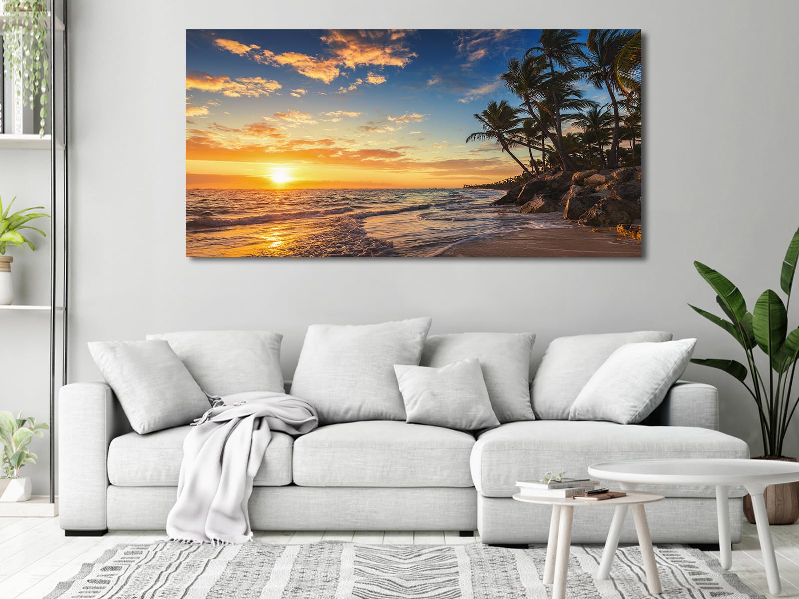 Sunset Beach Canvas Wall Art - Tropical Island Beach Pictures Natural ...