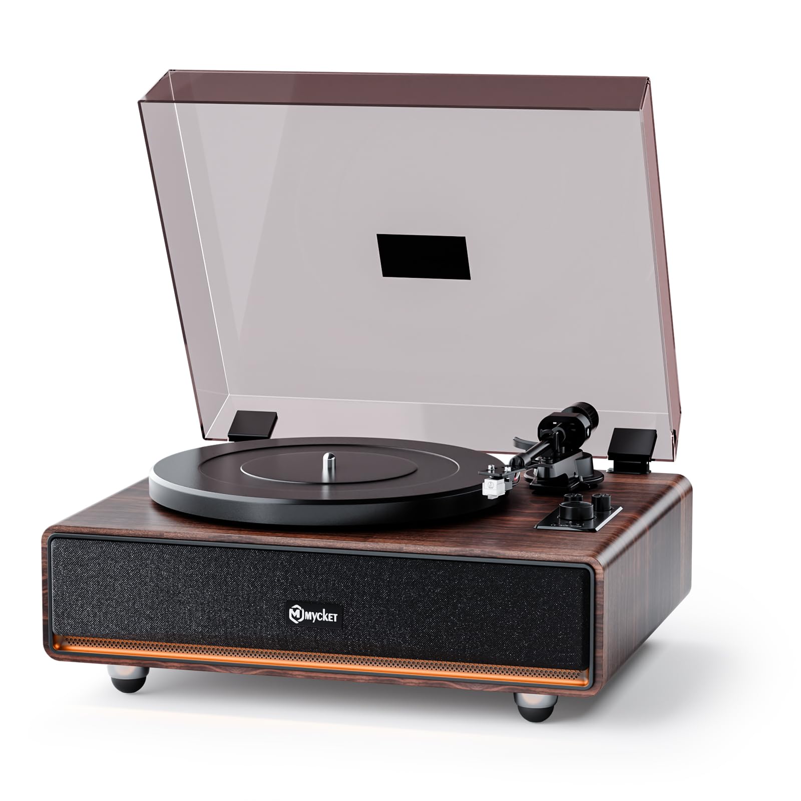Mycket Tourne-disque vinyle, platine Bluetooth avec haut-parleurs intégrés, préampli phono, lumière chaude