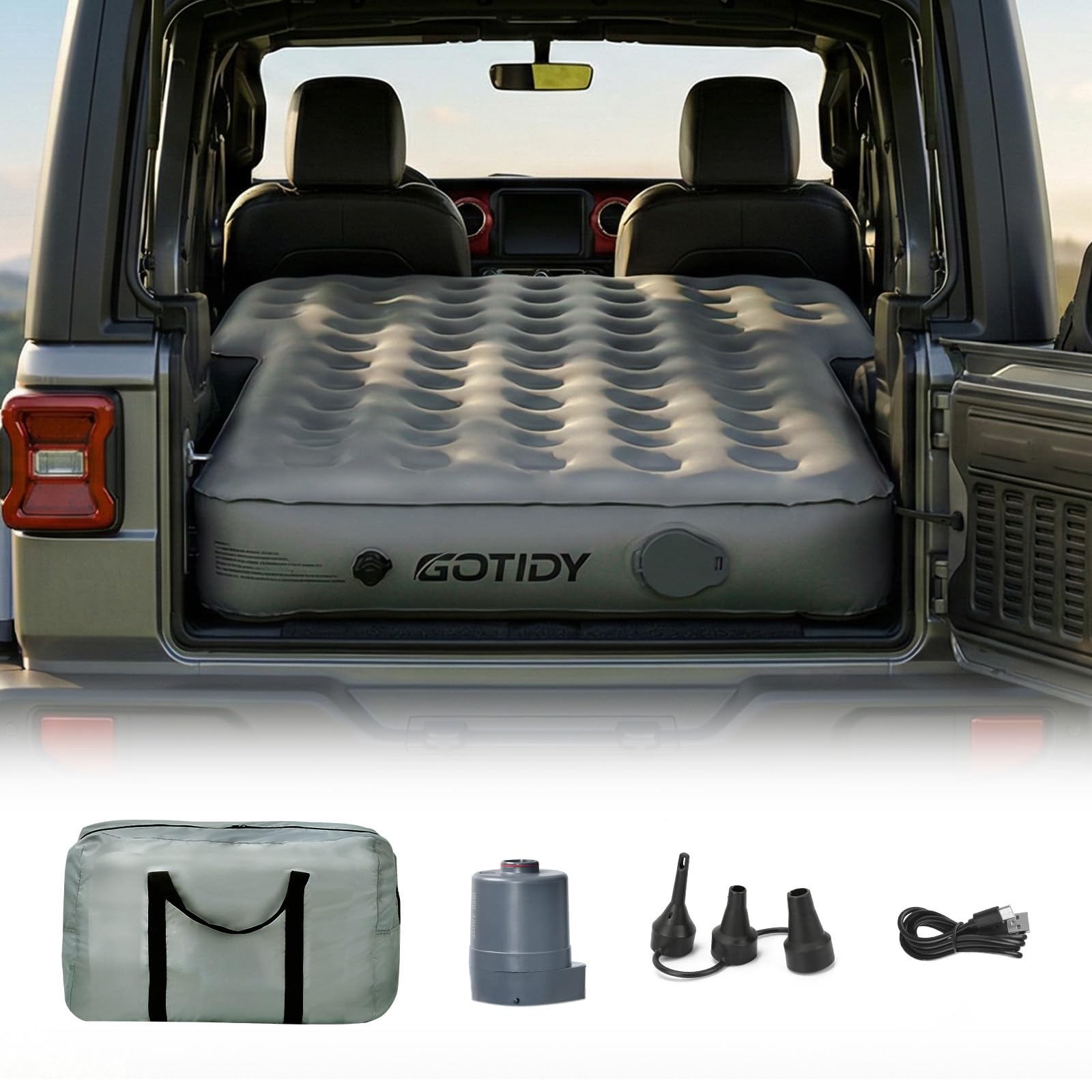 SUV Air Mattress, Comfortable Fabric Texture Car Air Mattress, Customized for Jeep Wrangler JL/JK, Ford Bronco,Subaru Forester, Fit for Large and Mid-Size SUV, Jeep Air Mattress Car Trip