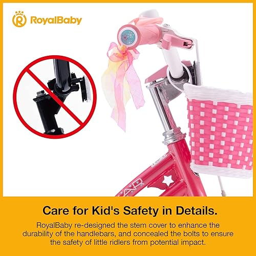 Miniatura 6 de Royalbaby Stargirl - Bicicleta infantil para niñas de 12, 14, 16, 18, 20 pulgadas, con cesta para edades de 3 a 12 años