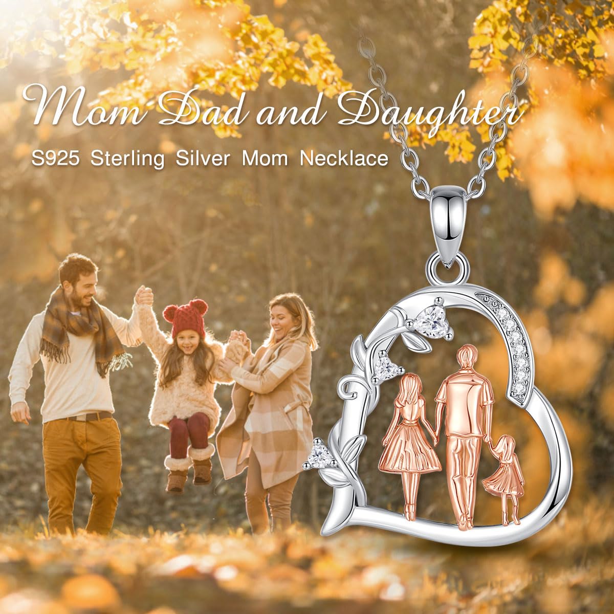 EUDORA Harmony Ball Collana Madre Bambina Argento Sterling 925 per Donna, Ciondolo Madre Figlia Doppio Cuore Gioielli Regalo Festa della Mamma per Mamma Moglie, Catena da 45 cm