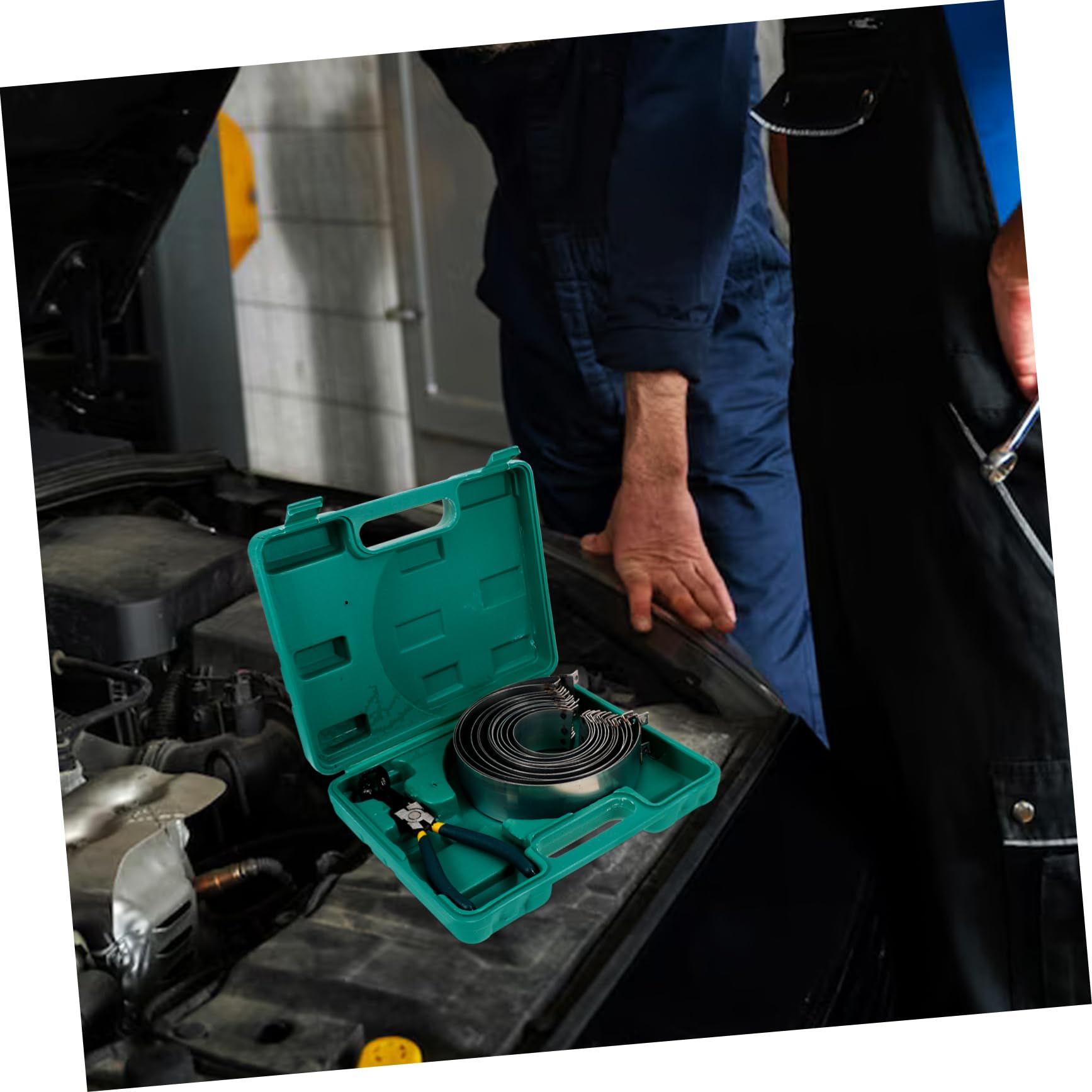 1set Pinze e Compressore Per Fasce Elastiche Di Pistone Strumento Per Installazione e Rimozione Piston Per Motori Auto Facile Da Usare e Ergonomico Kit Completo Per Riparazioni