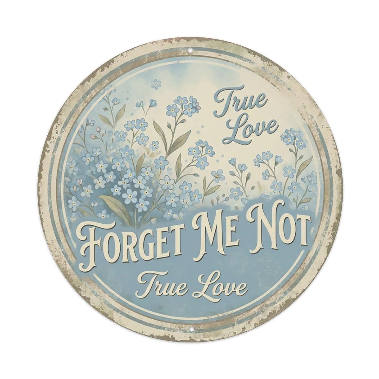 Cxhjca 8X8inch(20X20cm) Vintage Cottagecore Garden Forget Me Not Tiny Blue Metal Tin Sign