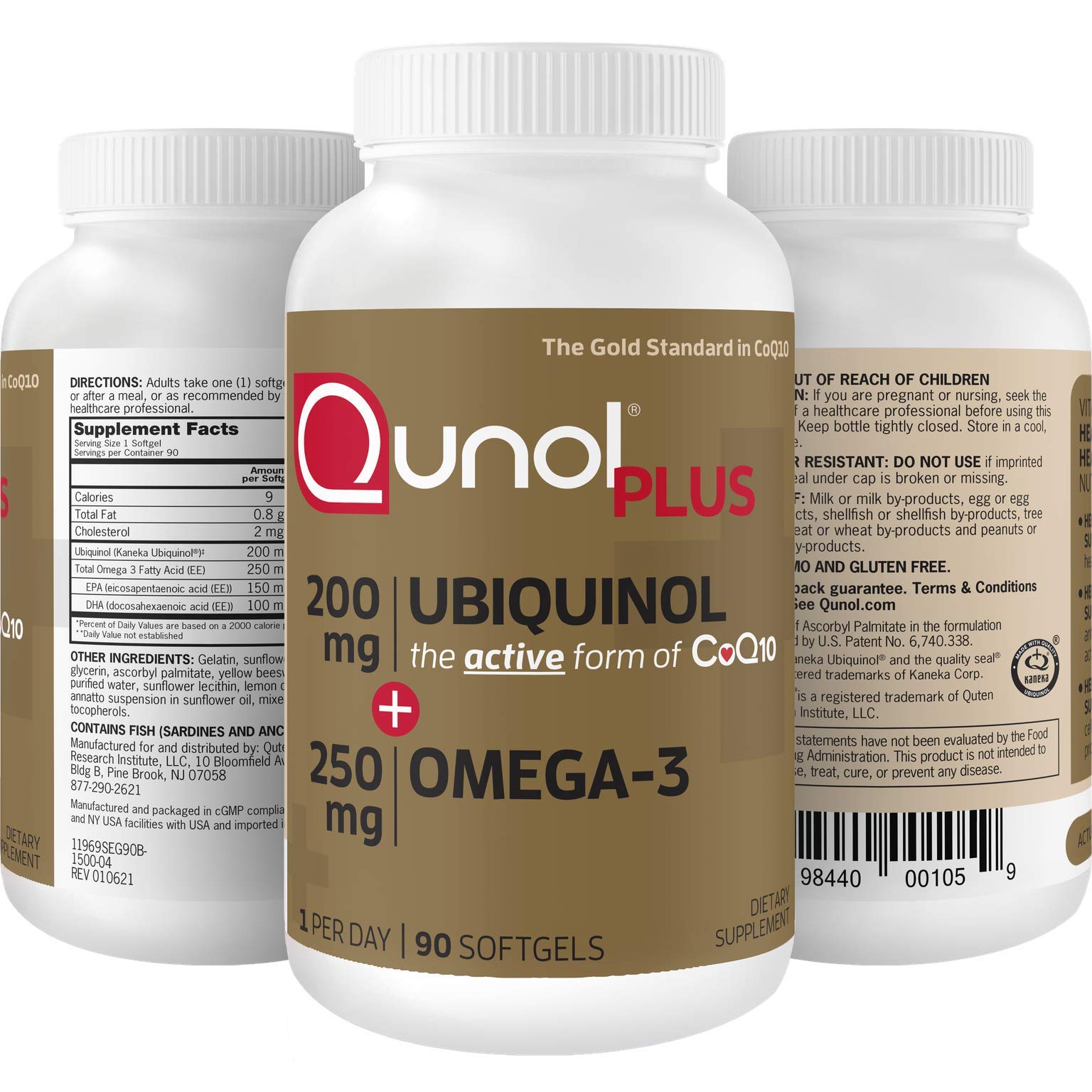 Qunol Plus Ubiquinol CoQ10 200mg with Omega 3 Fish Oil 250mg, Extra