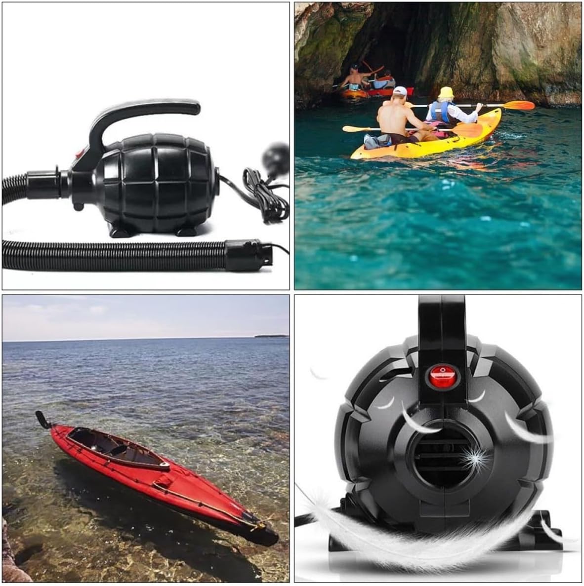 600w Electric Air Pump for Inflatable Boats and Balloons, Lightweight Portable Air Compressor with Compact Design, PVC and Rubber Compatible, for Home and Outdoor Use