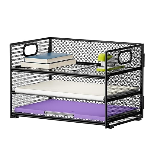 Marbrasse Organiseur De Bureau,3 Niveaux Papier à Lettres avec Poignée,Plateau