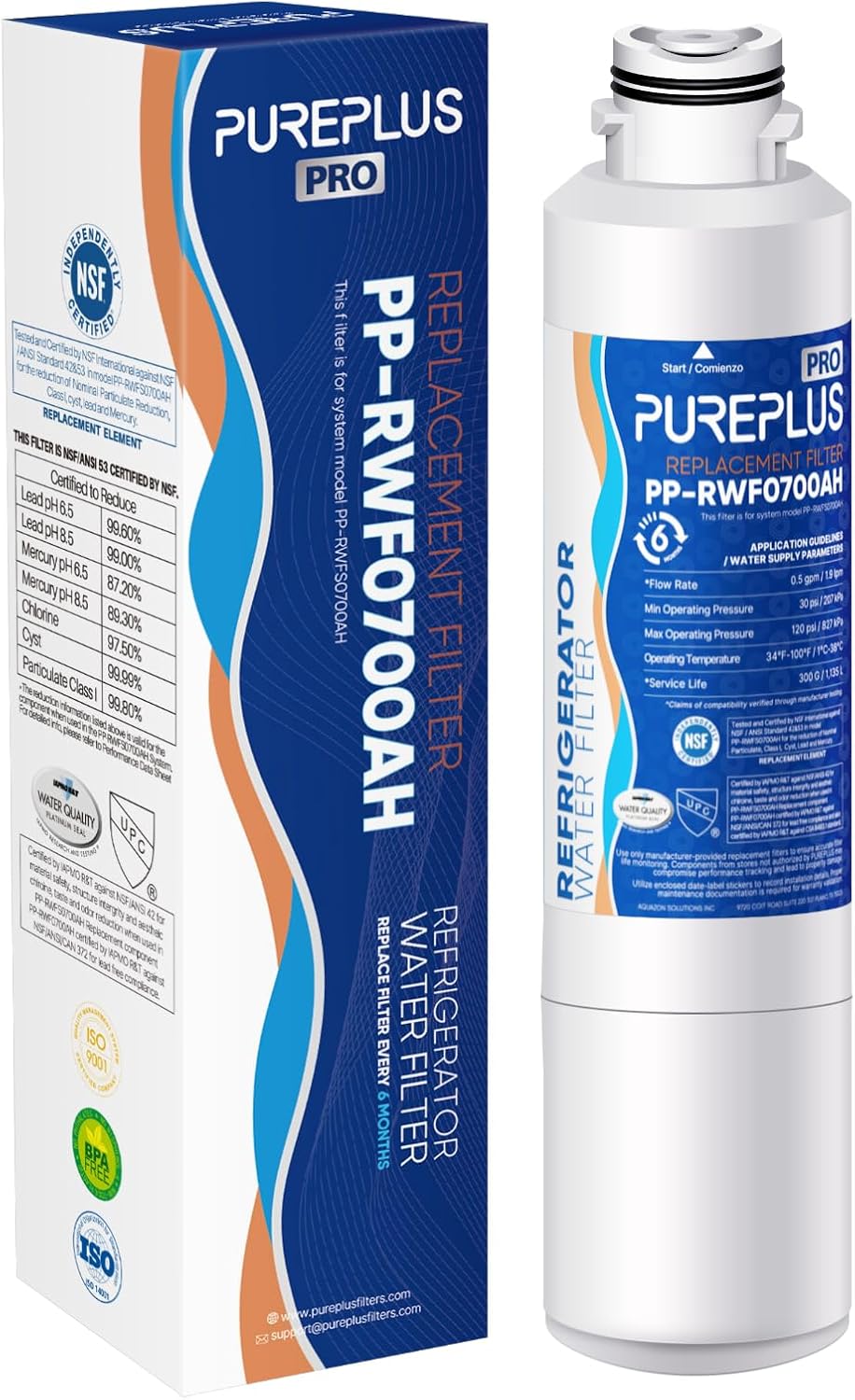 PUREPLUS DA29-00020B NSF/ANSI 53&42 Certified Replacement for SAMSUNG Fridge RF28HFEDTSR, RF263BEAESG, RF263BEAESR AA, HAF-CIN/EXP, RF28HMEDBSR/AA, RWF0700A Refrigerator Water Filter, 1PACK