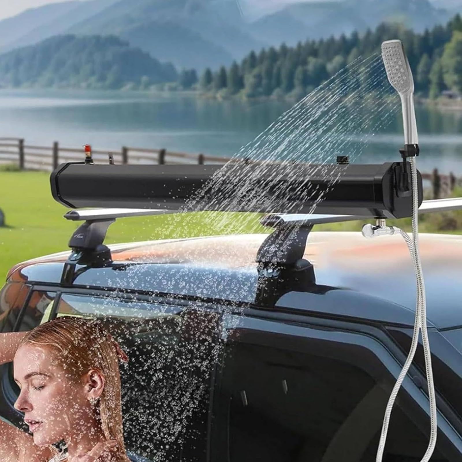 Cuve d'eau 18L/20L/30L à Pression pour Toit de Voiture - Réservoir Douche Solaire Camping | PVC+ABS Léger | Adapté Au Camping, Tout-Terrain & Lavage De Voiture 20L