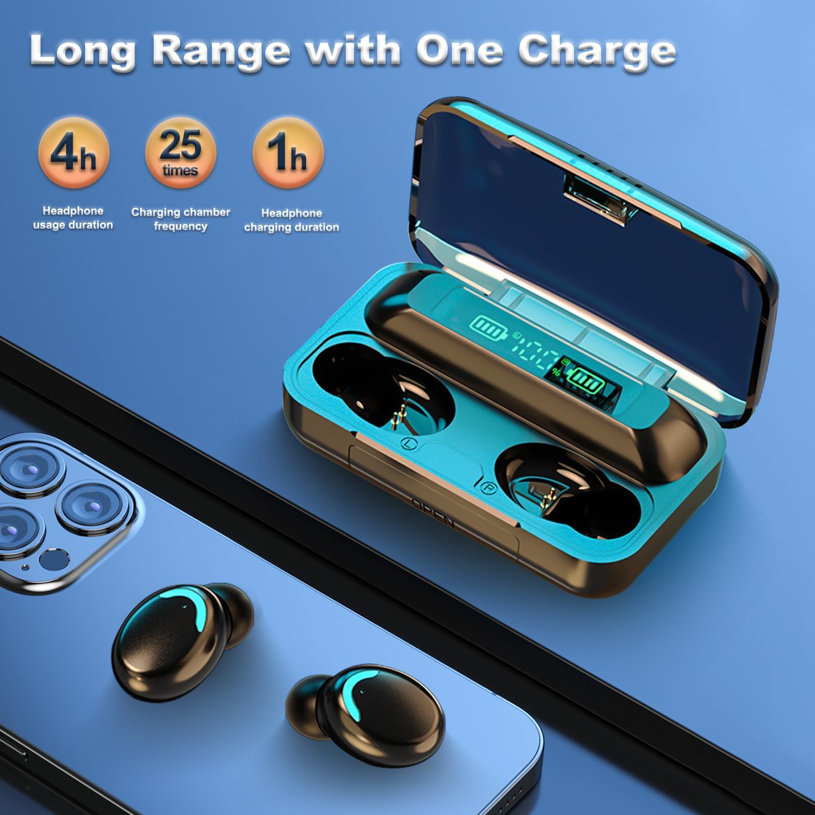 ecouteurs bluetooth sans fil - Écouteurs Bluetooth 5.1 Contrôle Tactile Ecouteur oreillette bluetooth sans Fil Ip7 Étanche Réduction De Bruit Écouteur Bluetooth Écouteurs Bluetooth avec Écran LED