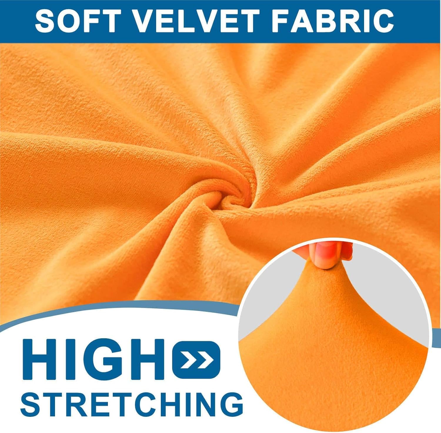 Velvet Wingback Chair Cover, 2 Pack Soft Wing Chair Cover Non Slip Armchair Covers Removable Wing Chair Slipcover Washable-Orange-2 Piece