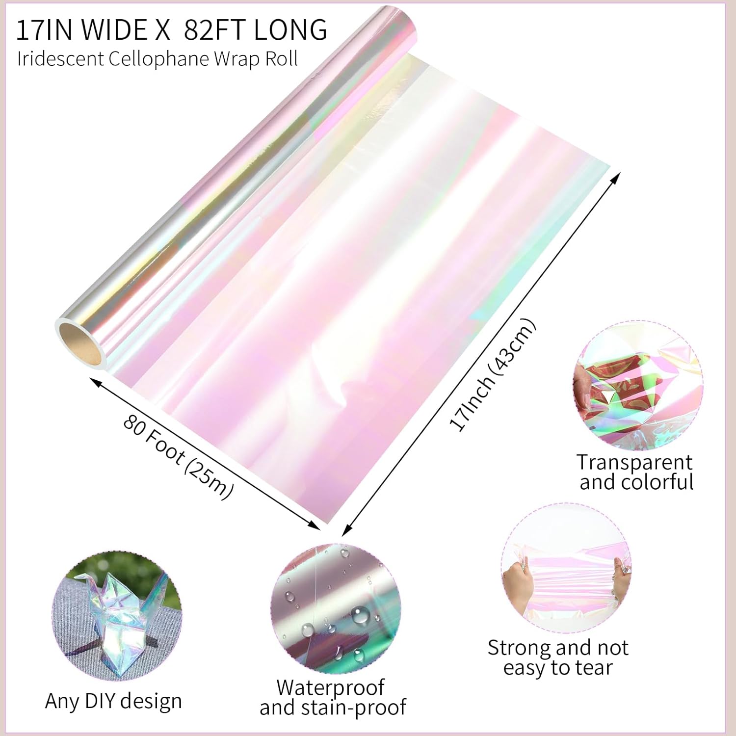 X Cellophane Wrap for Baskets Iridescent Cellophane Wrap Roll