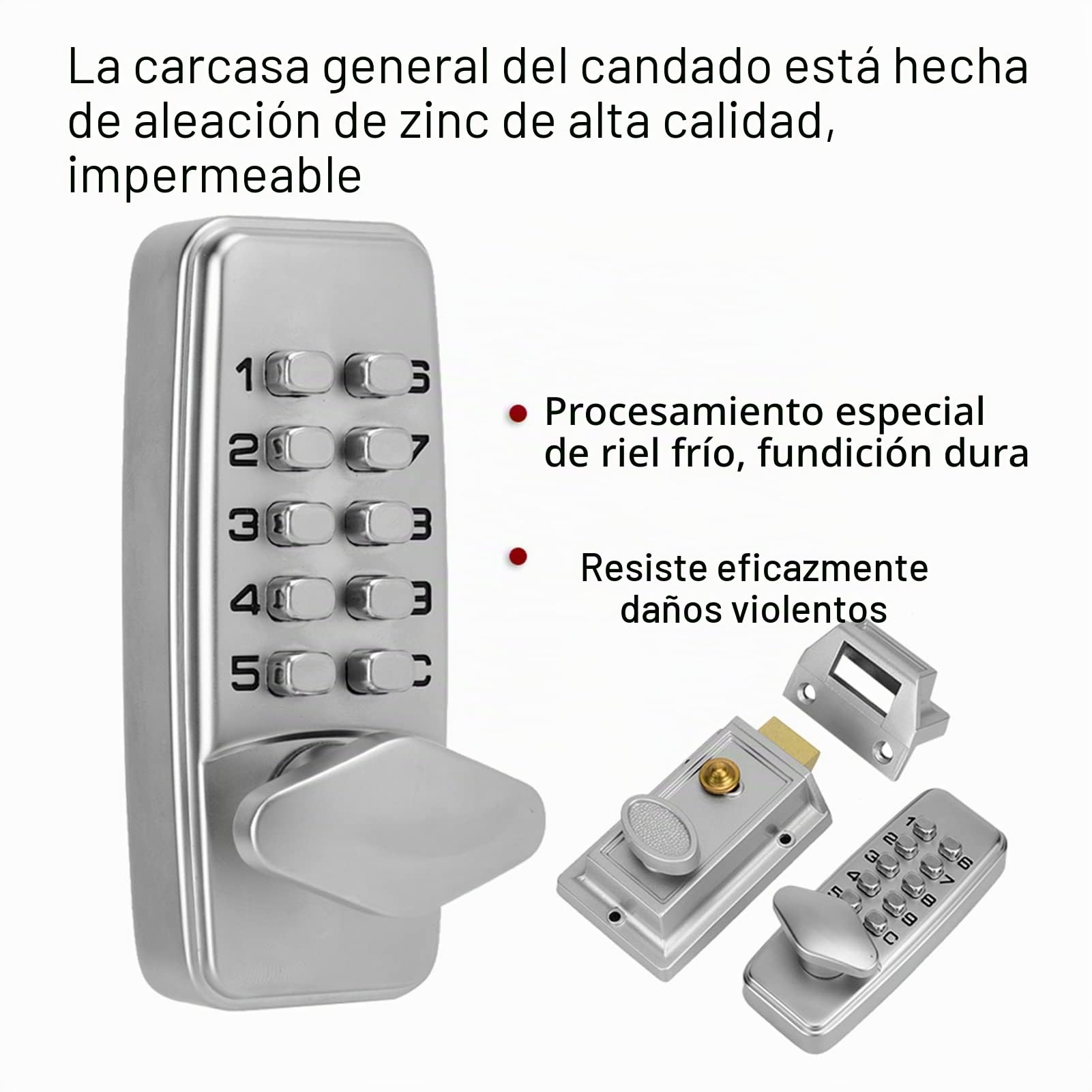 Cerradura de Combinación Mecánica, Aleación de Zinc Cerradura de Código Mecánico,Aleación de Zinc de Código sin Llave con Código Numérico Cerradura para el Hogar, Oficina, Exterior