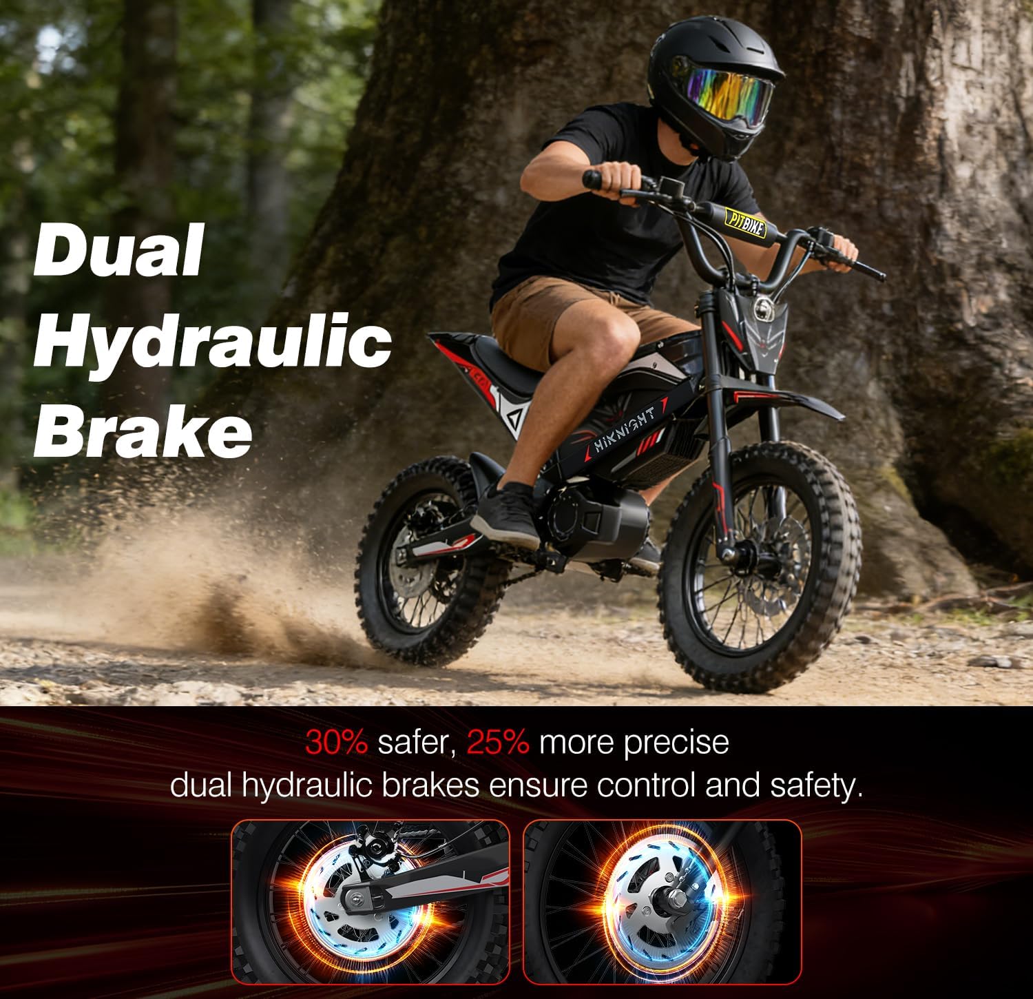 3000W Electric Dirt Bike for Teens, 48V 21AH Battery, 40 MPH Top Speed, 50 Mile Range, Hydraulic Brakes & Full Suspension,Magnetic Cut-Off Switch – Off-Road Motorcycle for Teens