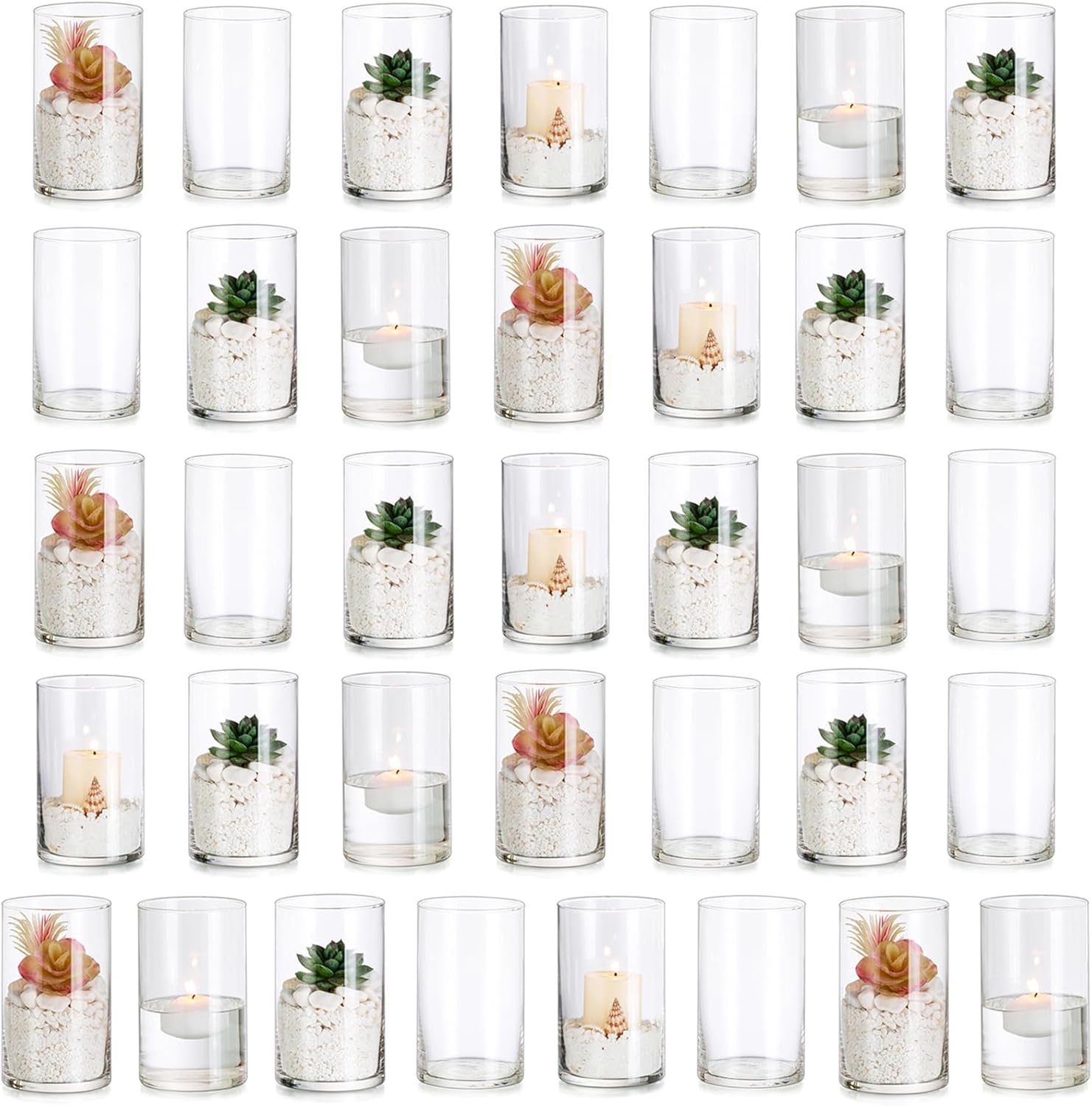 Amazon.com: Romadedi Hurricane Glass Candle Holders: Set of 36 Cylinder ...