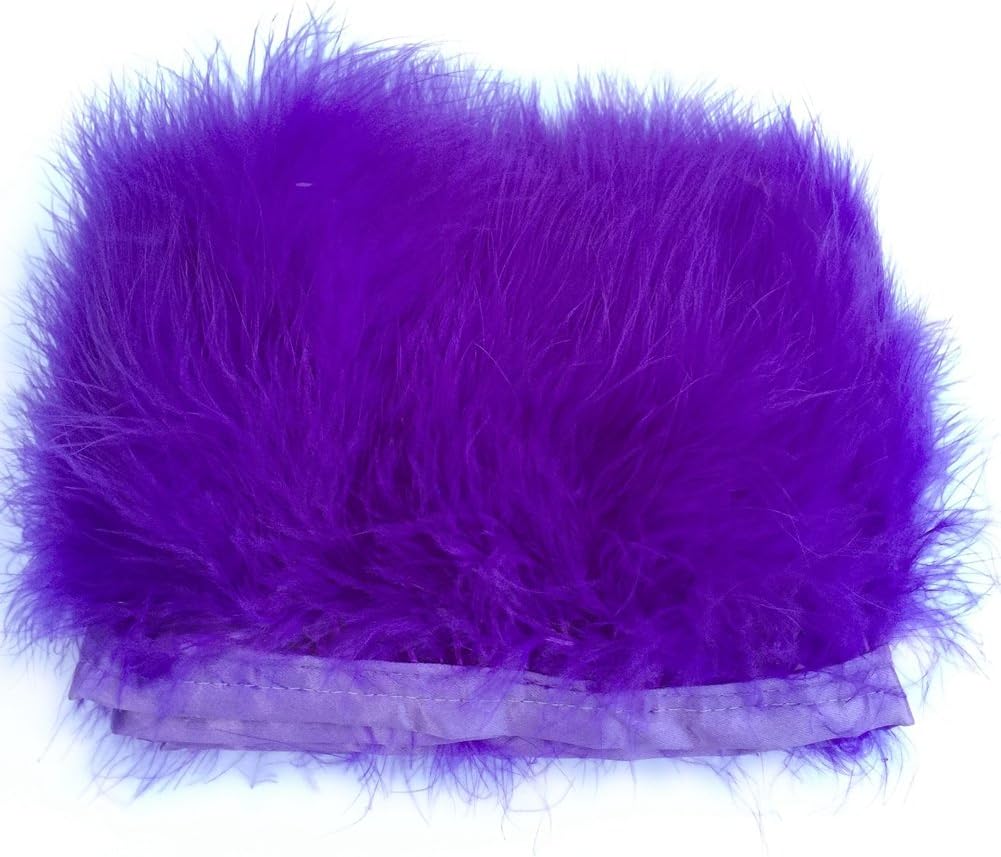 Shekyeon 2yards Marabou Turkey Feather Trim for Costume Decoration(Purple)