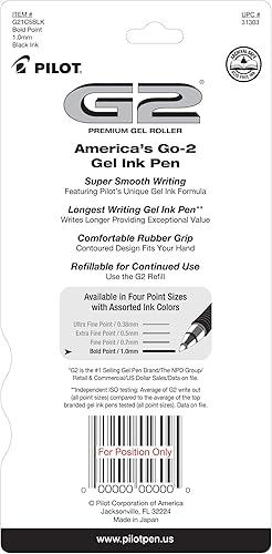 Miniatura 2 de PILOT, G2 Premium - Bolígrafos de gel con punta gruesa de 0.039 pulgadas, color negro (paquete de 6, 30 unidades en total)