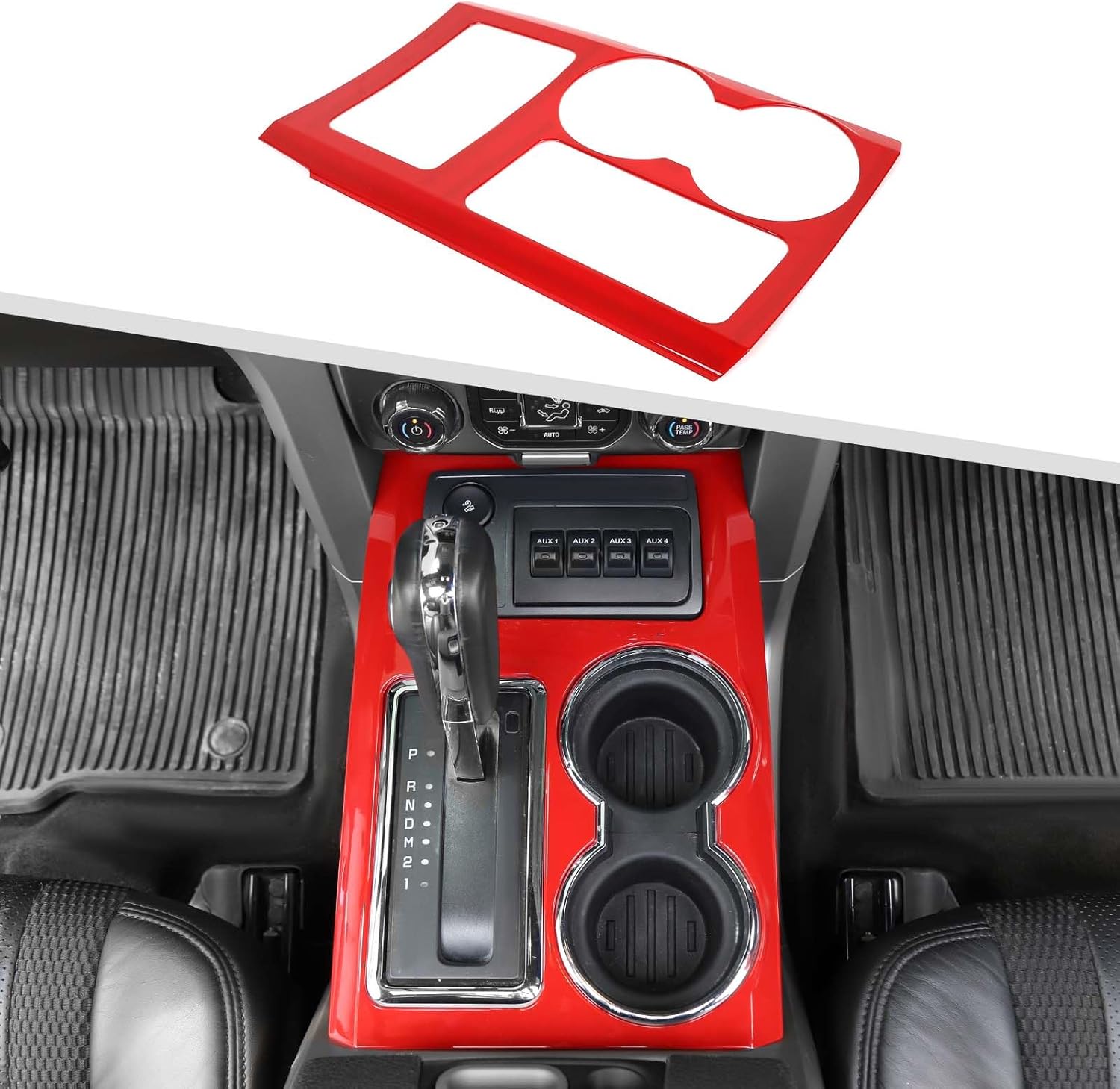 Jimen Compatible with Ford F150 2009-2014, Gear Shift Panel Cover Interior Trim Accessories (Carbon Fiber)