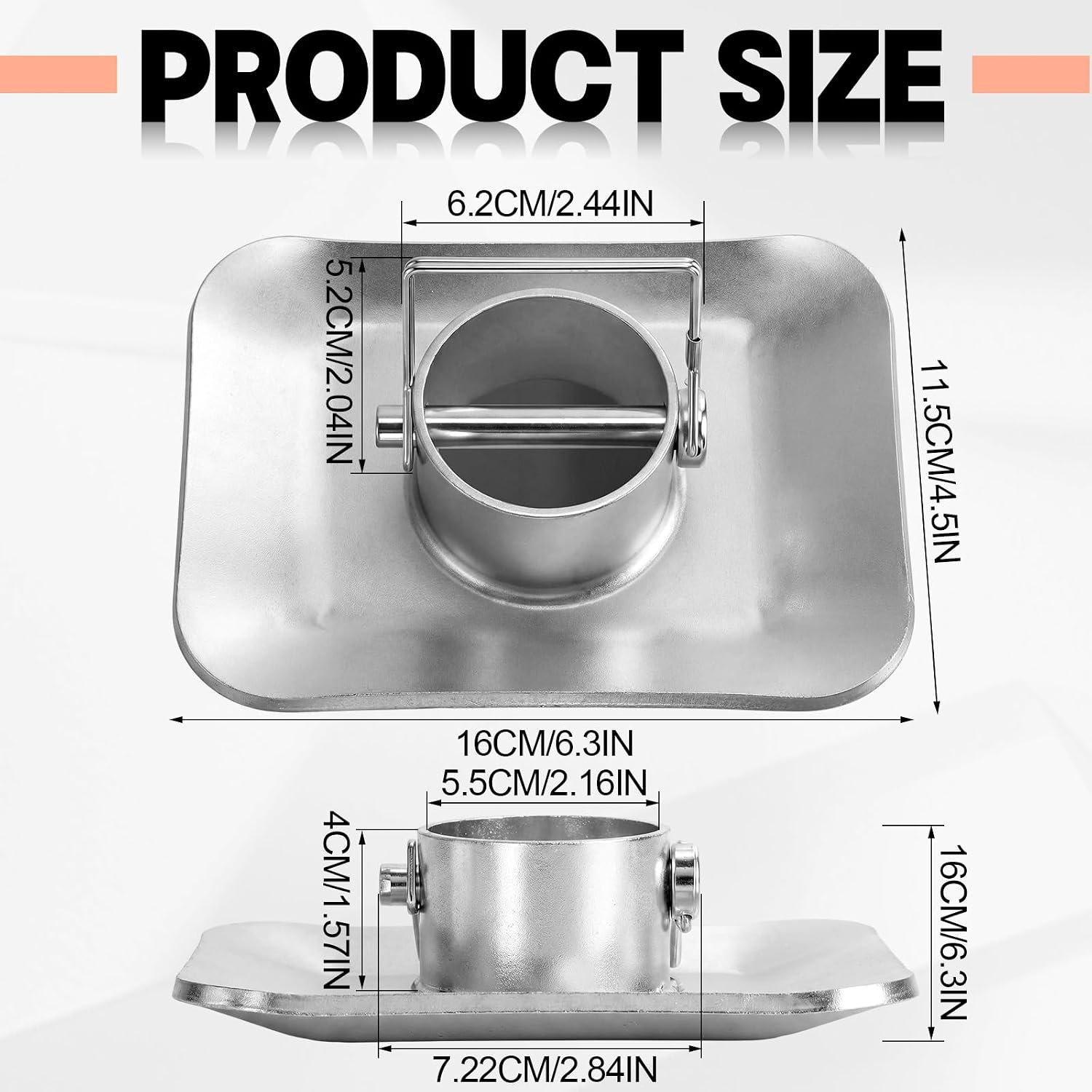 2 Pack Trailer Jack Foot Plate with Pin Base, Zinc Plated Steel Base Fits 2 Inch Diameter Tube, Supports 2, 000 lbs, Trailer Stabilizer Accessories, Silver