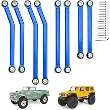 High Clearance Steering Links Set for Axial SCX24 C10 AXI00001 Wrangler JLU AXI00002, 8PCS Blue