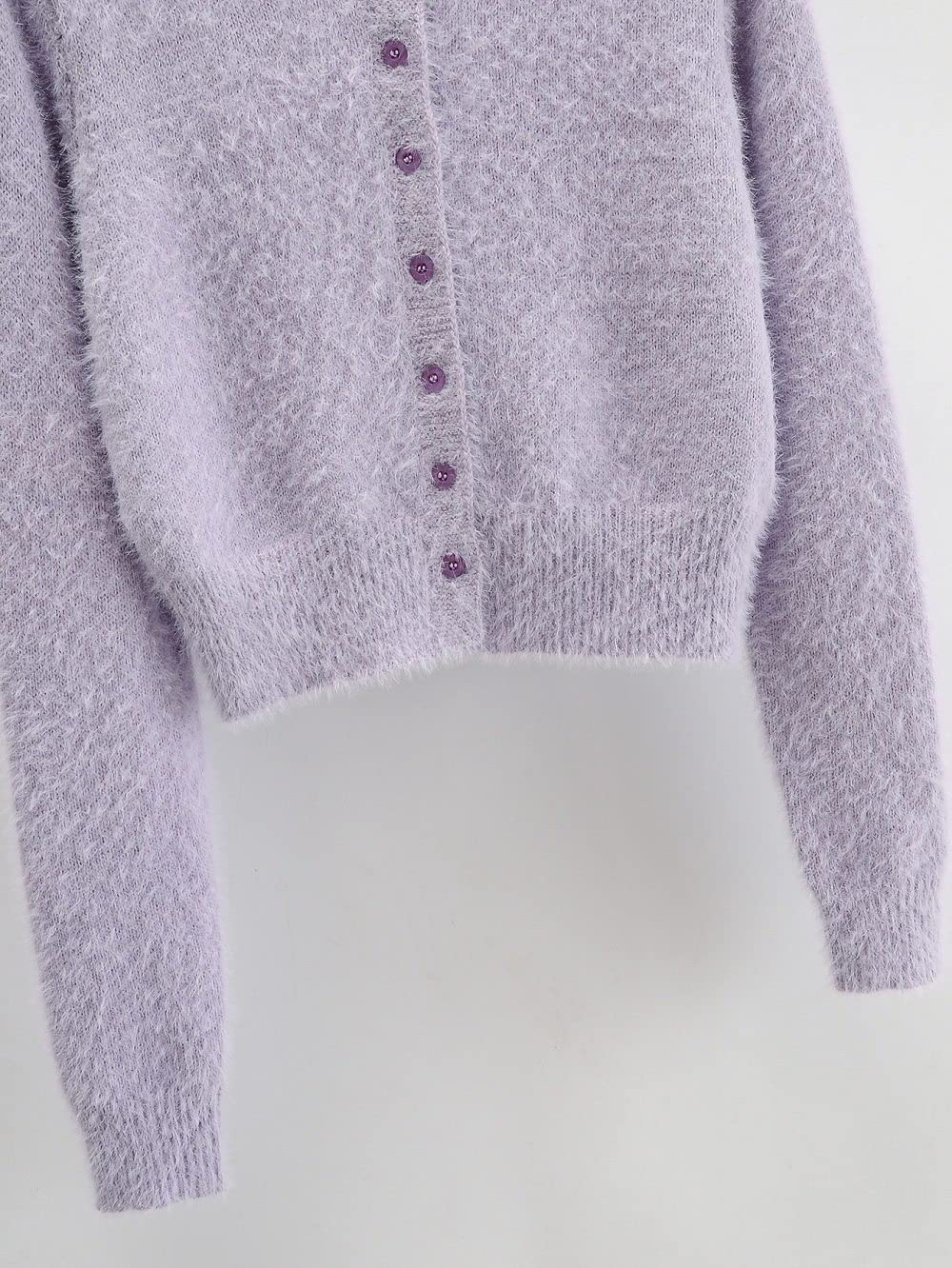 Damen Strick Cropped Cardigan Mohair Strick Cardigan Pullover Schlank Einfarbig Langarm Strick Oberbekleidung Top Button Down Vorne Offene Strickwaren
