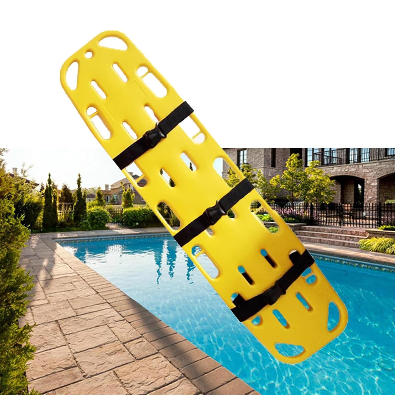 Planche de sauvetage portable de piscine monobloc avec 3 ceintures