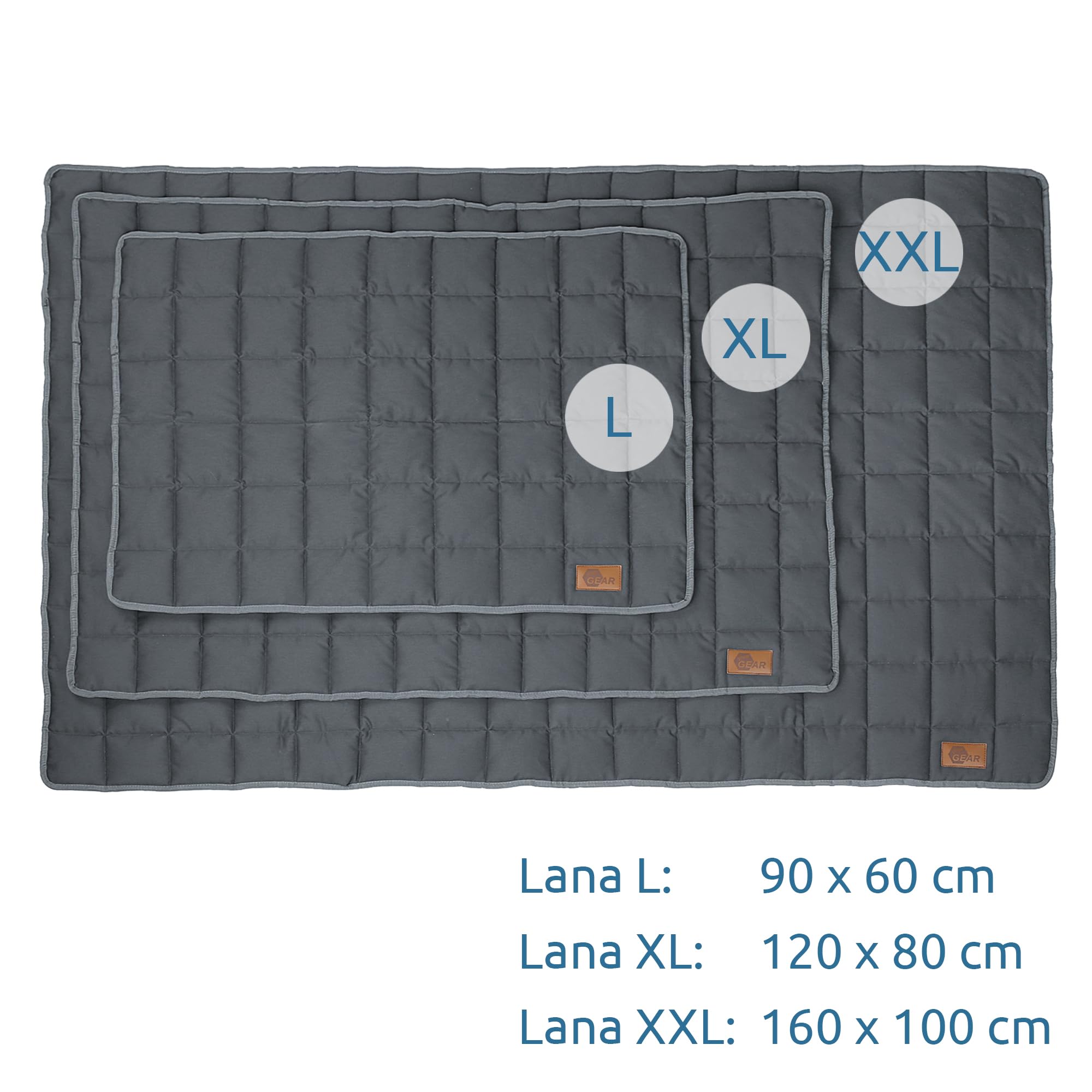 your GEAR Lana Hundematte XXL 160x100 cm – Hundedecke waschbar 60°C – Wasserdicht & Robust – Baumwolle Hundekissen – Auto Kofferraummatte Sofaschutz – XXL Haustiermatte