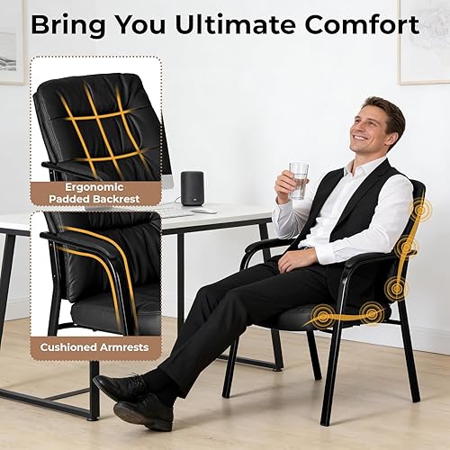 Miniatura 5 de OLIXIS Silla ergonómica de recepción para invitados, de piel sintética, silla de escritorio ejecutiva para sala de espera de conferencias con