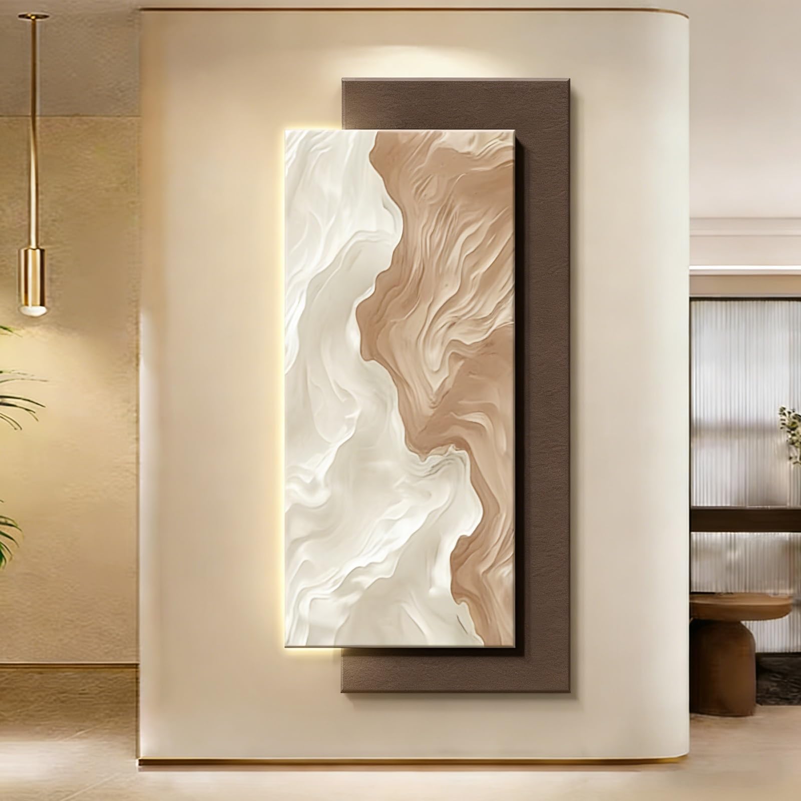 Art mural 3D LED pour illuminer un salon sombre sans cadre